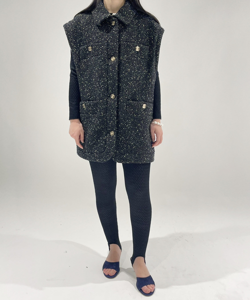 EDIT. FOR LULU ツイードベスト EDIT. FOR LULU（エディットフォールル） ベスト FREE ネイビー