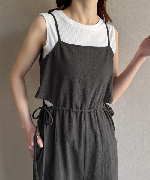 JUNOAH（ジュノア） サロペット オーバーオール サイドオープンリボン