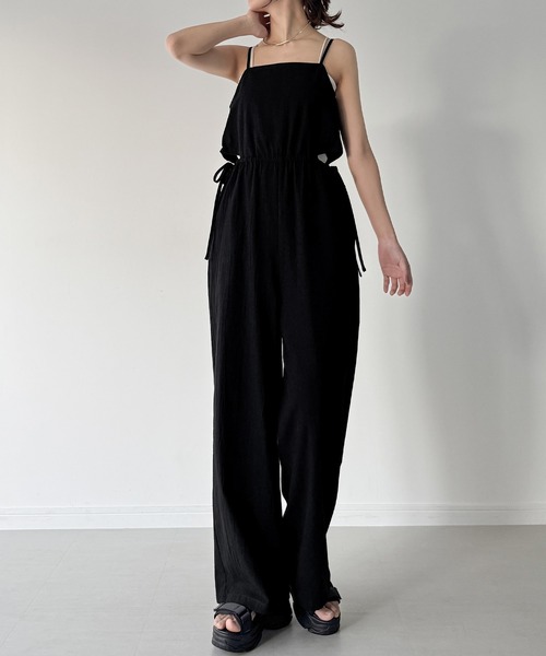 JUNOAH（ジュノア） サロペット オーバーオール サイドオープンリボン