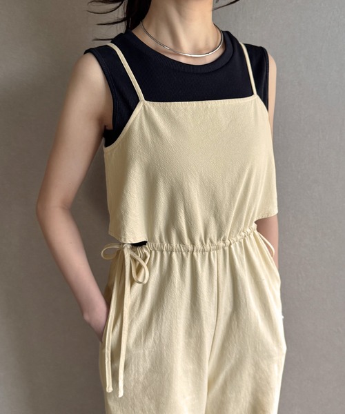 JUNOAH（ジュノア） サロペット オーバーオール サイドオープンリボン