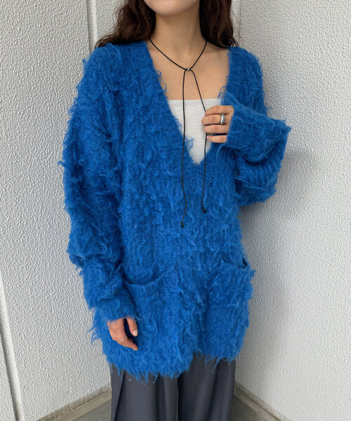 「mline」 Vネックニット FREE ブルー レディース