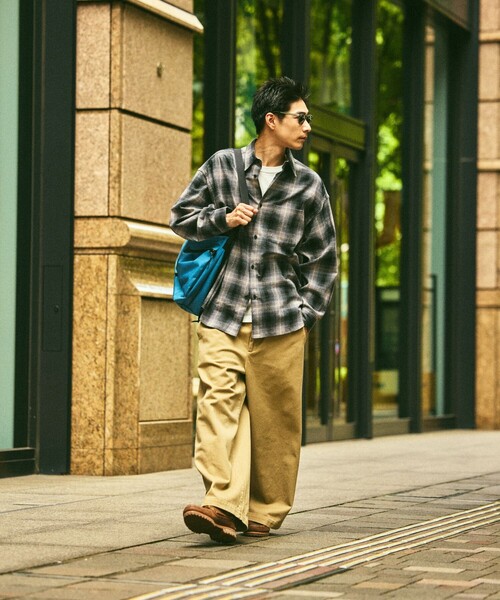 ValeForever stoneネルシャツスタッズ蜘蛛の巣 BADHOP着用 FREAK'S STORE/Relax Fit リラックスフィット オンブレチェック バンド
