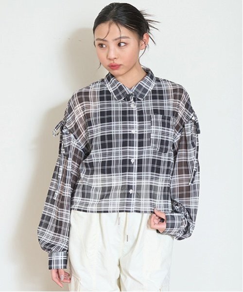 LOVETOXIC ブラウス シャツ チェックシアーシャツ キッズ 子供服