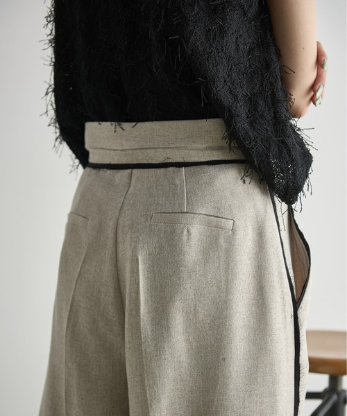 yori ヨリ リネンライクハンサムパンツ スラックス スリット ブラウン 38 ハンサムスラックスパンツ | all item| yori