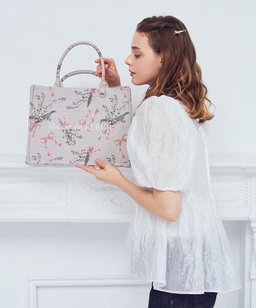 Maison de FLEUR トートバッグ すずらん柄ゴブランスクエア