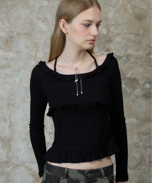 tシャツ L13 FRILL HALTER SLEEVE レディース