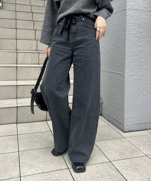 [mystic] обработка Denim брюки 2 черный женский 