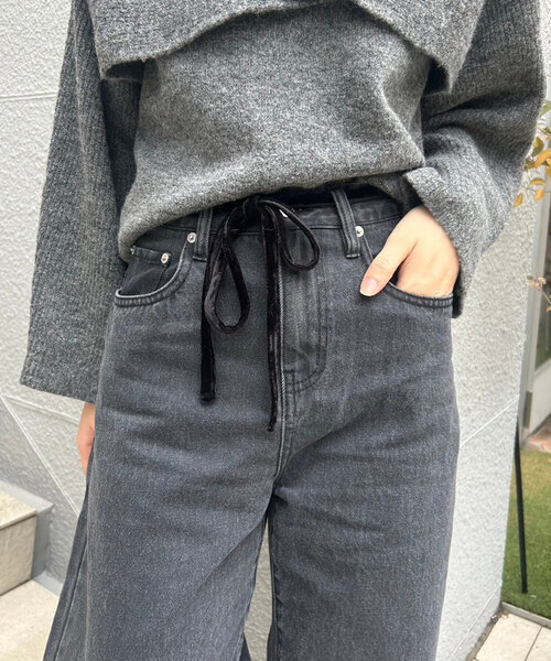 [mystic] обработка Denim брюки 2 черный женский 