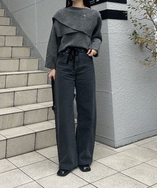 [mystic] обработка Denim брюки 2 черный женский 