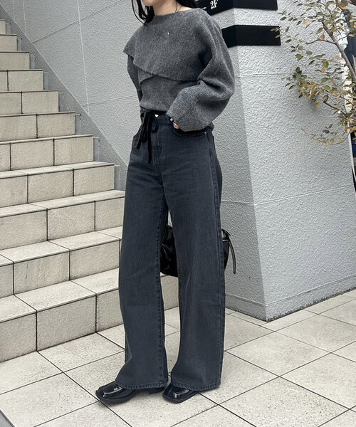 [mystic] обработка Denim брюки 2 черный женский 