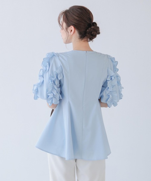 Fit more（フィットモア） ブラウス シャツ 袖フリルタックブラウス 