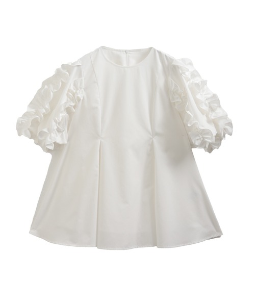 Fit more（フィットモア） ブラウス シャツ 袖フリルタックブラウス 