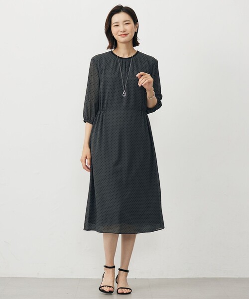 J.PRESS（J.プレス） ワンピース 「洗える」ドットフロッキープリント