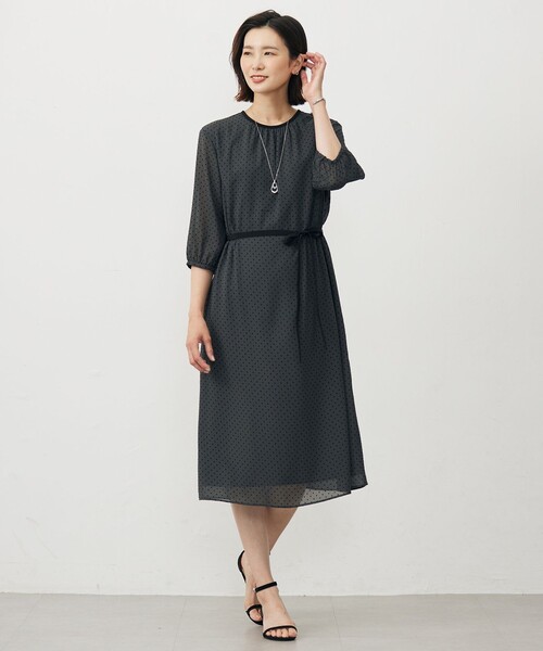 J.PRESS（J.プレス） ワンピース 「洗える」ドットフロッキープリント