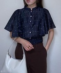 ブラウス シャツ 半袖 ピンタックフレア袖ブラ...の詳細画像3