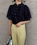 ブラウス シャツ 半袖 ピンタックフレア袖ブラ...の詳細画像5