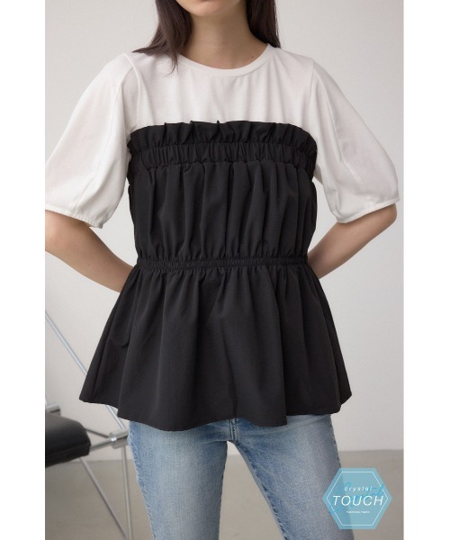 tシャツ ビスチェ ドッキング Tシャツ レディース tiptop tシャツ ティアードビスチェドッキングTシャツ