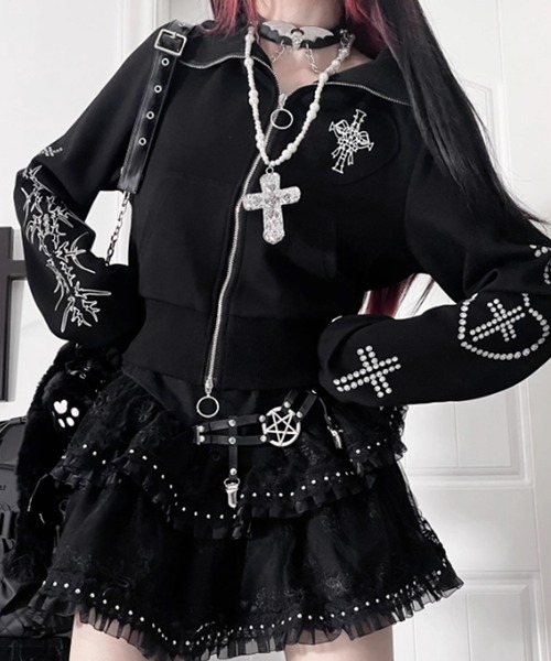 パーカー A'GEM/9 × .kom「TricuspidC/トライカスピッドシー」CrossMystic Hoodie/クロスミスティック フーディ