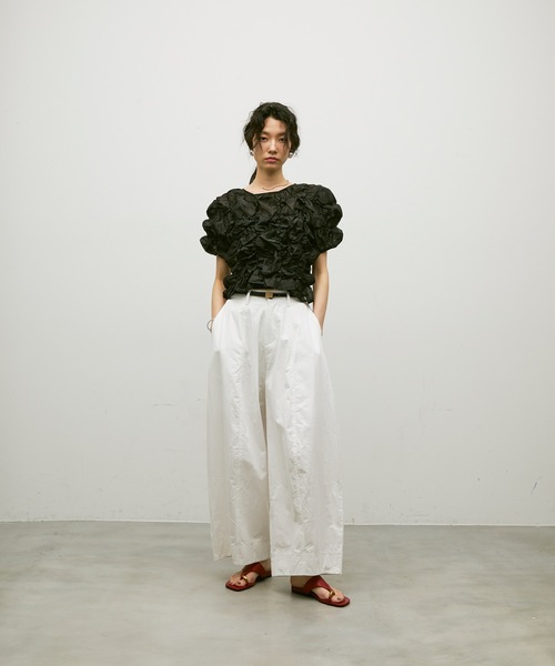 tシャツ Shirring bubble top / シャーリングバブルトップス