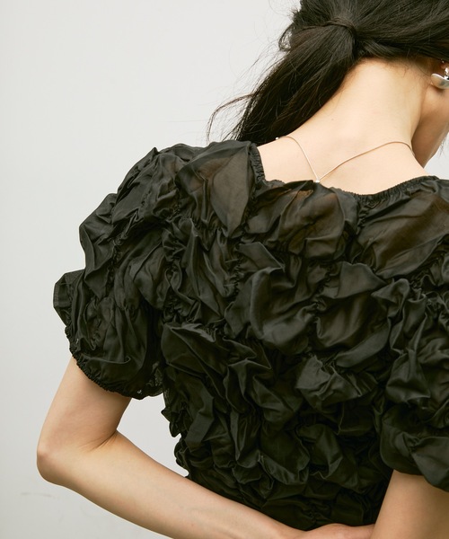 シャーリング Tシャツ [MARGARIN FINGERS] LACE SHIRRING TOP シャーリング Tシャツ [MARGARIN FINGERS] LACE SHIRRING TOP