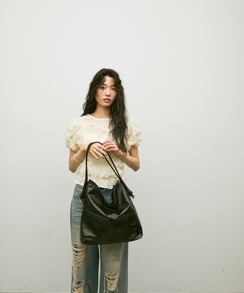 tシャツ Shirring bubble top / シャーリングバブルトップス