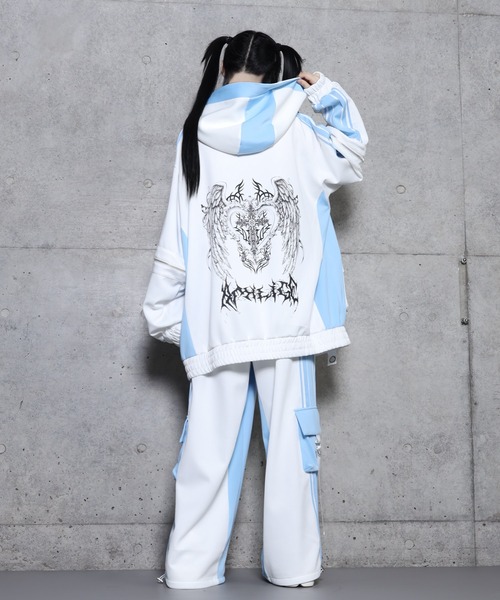amilige ハトメベルト付きライン入りZIPトップス　ブラック/パープル ハトメベルト付きライン入りZIPトップス– A AM STUDIO