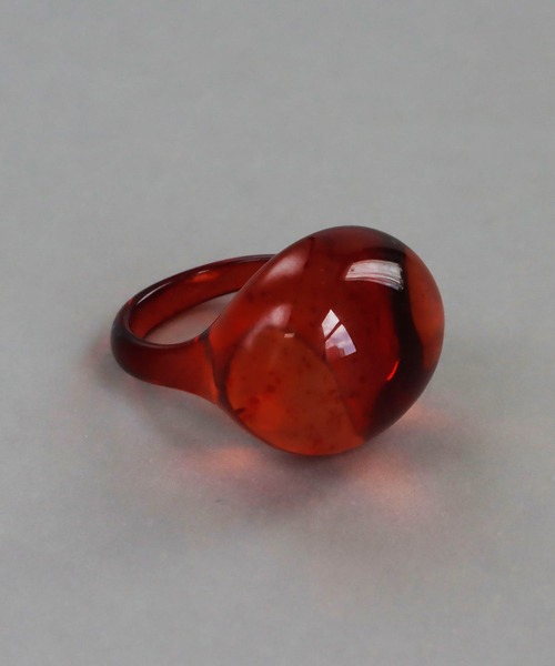 Candy Gemstone パール宝石プレートリング 赤　指輪　フリーサイズ abaskdesign（アバスクデザイン） 指輪 リング カラフルドロップリング