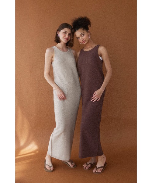 ALEXIA STAM ワンピース Cotton Knit Long Dress /ニットロングワンピ