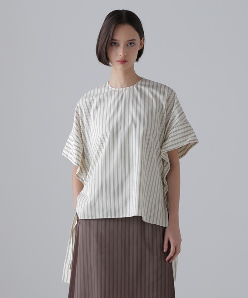 アドーア オーガンザストライプブラウス＆スカート ブラック 定価10万