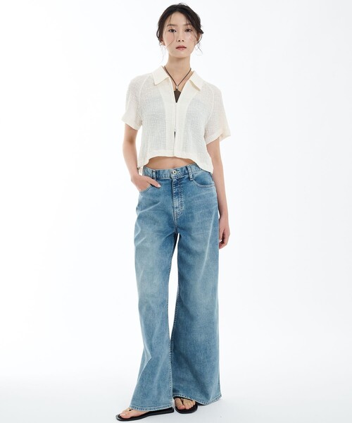 tシャツ スラブリブフロントジップTOP レディース PUBLIC TOKYO tシャツ スラブリブフロントジップTOP レディース