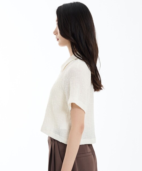トップス J.I BATIK PRINT SHORT SLEEVE TOP(S WhitexBlack): Vintage 1.1