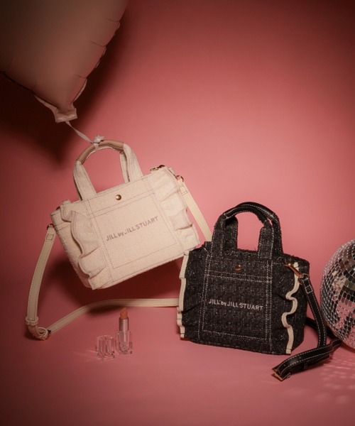 すぐ届く【JILL by JILL】可愛い チドリ ツイード フリル トート チドリツイードフリルトートバッグ | JILL by JILL STUART（ジル