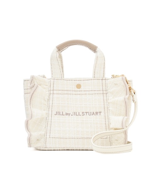 JILL by JILLSTUART　フリルトート　ツイード　ホワイト JILL by STUART トートバッグ 「フリルトートミニ」ツイード