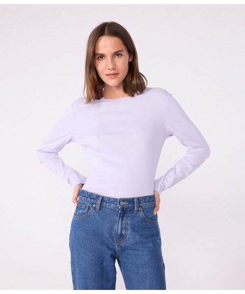 PETIT BATEAU（プチバトー） tシャツ ポワンココットクルーネック長袖