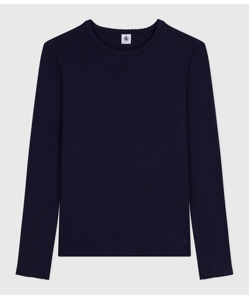 PETIT BATEAU（プチバトー） tシャツ ポワンココットクルーネック長袖