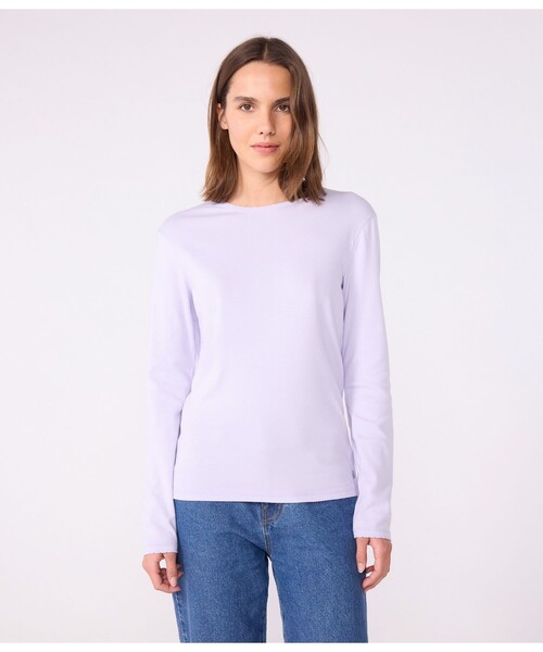 PETIT BATEAU（プチバトー） tシャツ ポワンココットクルーネック長袖