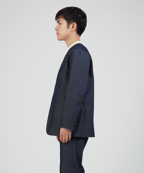 マルチサイズ ジャケット ノーカラージャケット デニムノーカラー2B