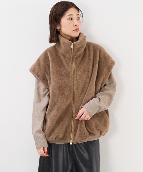 【早い者勝ち！】MICA&DEAL スタンドカラーファーダブルジップベスト MICA&DEAL（マイカアンドディール） コート アウター スタンドカラー