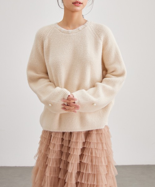 アナトリエ レースパールニットプルオーバー Lace Ladies（レースレディース） ニット セーター クルーネック