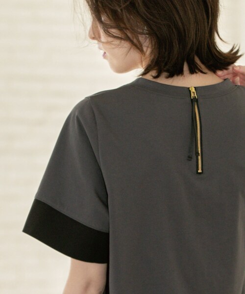 「OPAQUE.CLIP」 半袖カットソー 00 チャコール レディース_画像3