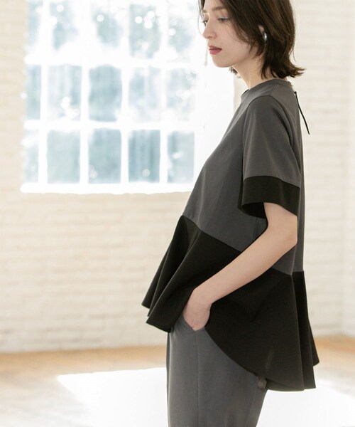 「OPAQUE.CLIP」 半袖カットソー 00 チャコール レディース_画像5