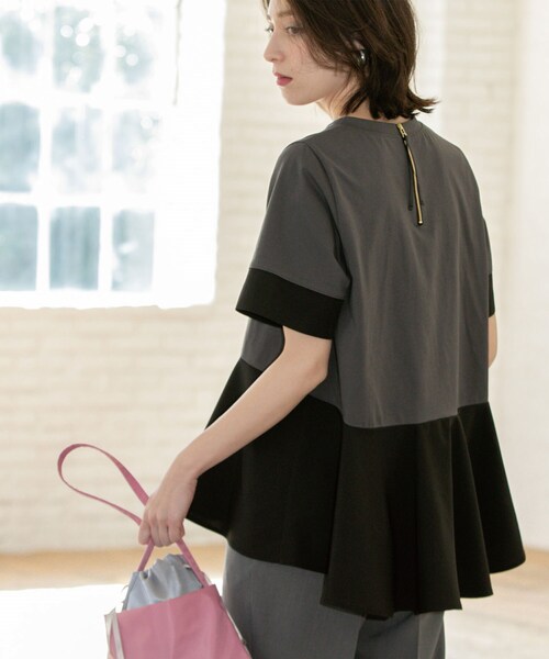 「OPAQUE.CLIP」 半袖カットソー 00 チャコール レディース_画像7