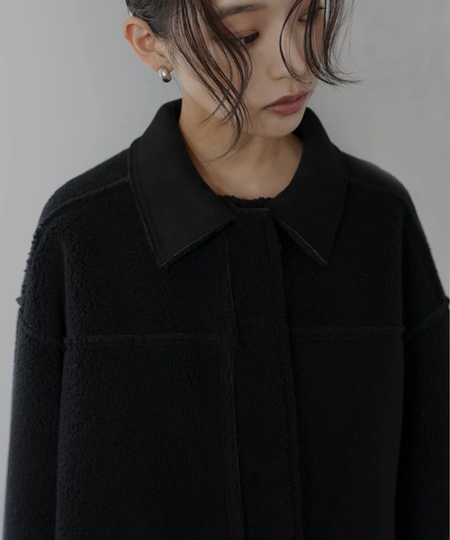 未使用級❗️Theory ムートンジレ フード リバーシブル ブラック theory（セオリー） 美品 SILKY NAPPALAN CLAIRENE F リバーシブル