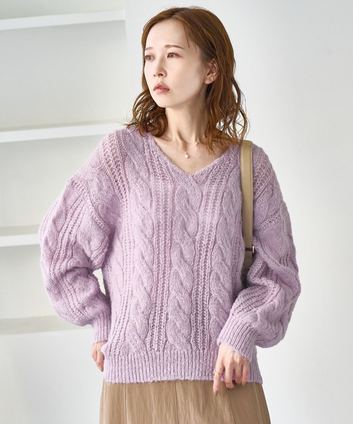 ROPE' PICNIC（ロペ ピクニック） ニット セーター ゆるケーブル編みV