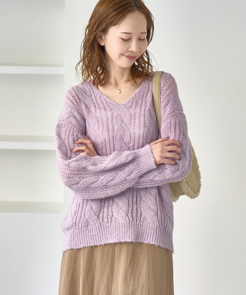 ROPE' PICNIC（ロペ ピクニック） ニット セーター ゆるケーブル編みV