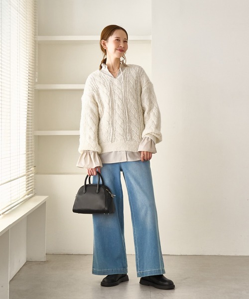 ROPE' PICNIC（ロペ ピクニック） ニット セーター ゆるケーブル編みV