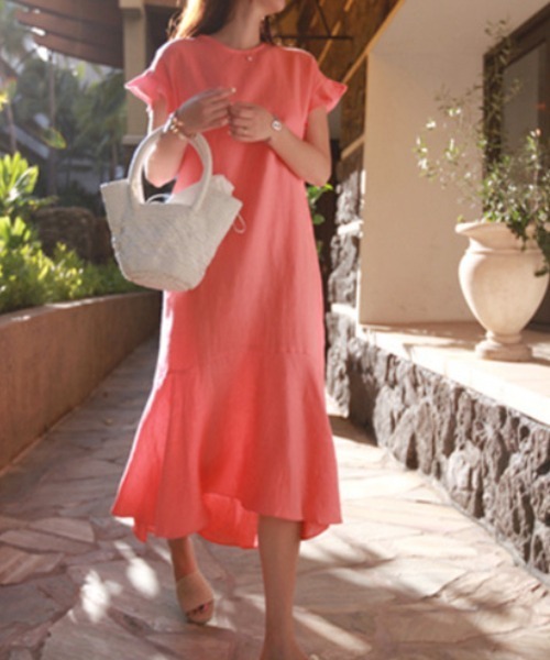 「a lot of love」 半袖ワンピース S ナチュラル レディース_画像9