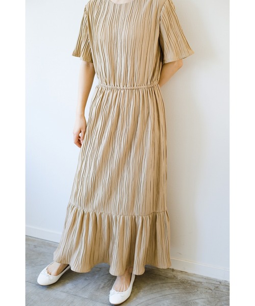 「haco!」 半袖ワンピース LARGE ライトカーキ レディース_画像3