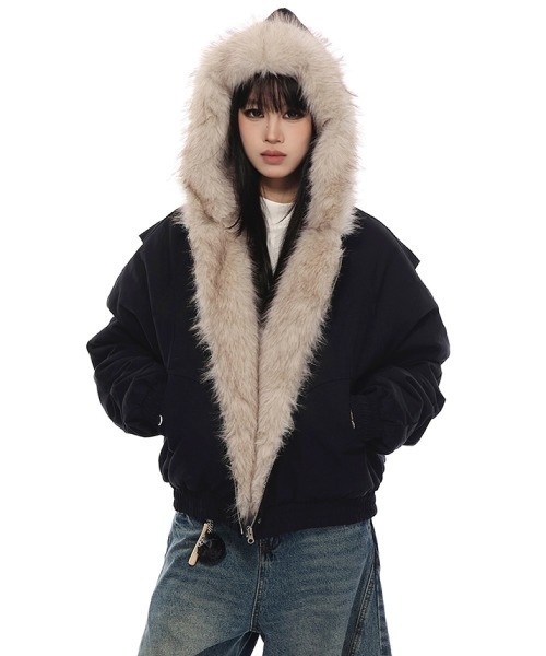 mushwear（マッシュウェア） ブルゾン アウター フェイクファーフード