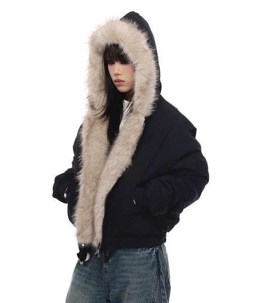 mushwear（マッシュウェア） ブルゾン アウター フェイクファーフード